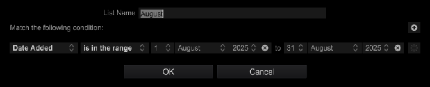Monthly date-based intelligent playlist rule
