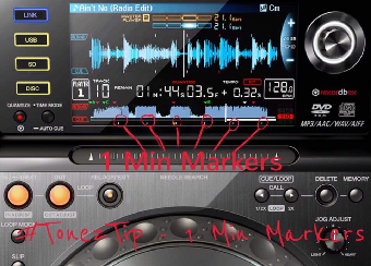 CDJ waveform showing the minute markers beneath it